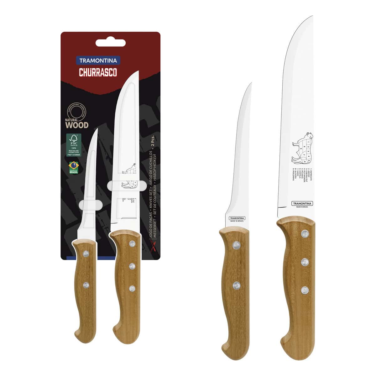 Churrasco 2-Piece Knife Set with Stainless-Steel Blades and