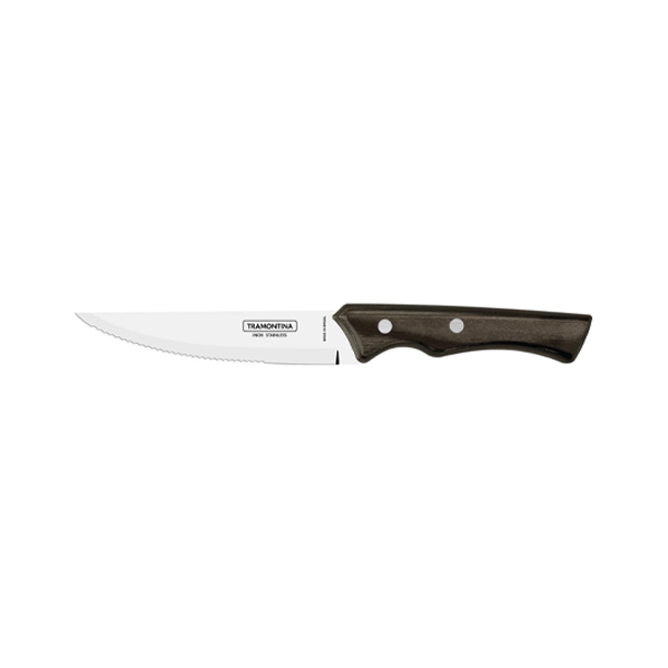 Jumbo Steak Knife with Stainless Steel Blade and Treated Polywood Handle, Brown, 5"