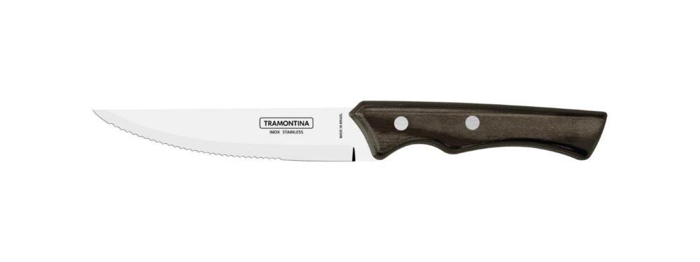 Jumbo Steak Knife with Stainless Steel Blade and Treated Polywood Handle, Brown, 5"