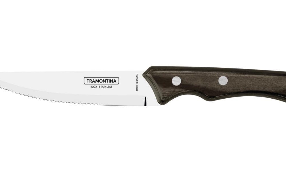 Jumbo Steak Knife with Stainless Steel Blade and Treated Polywood Handle, Brown, 5"