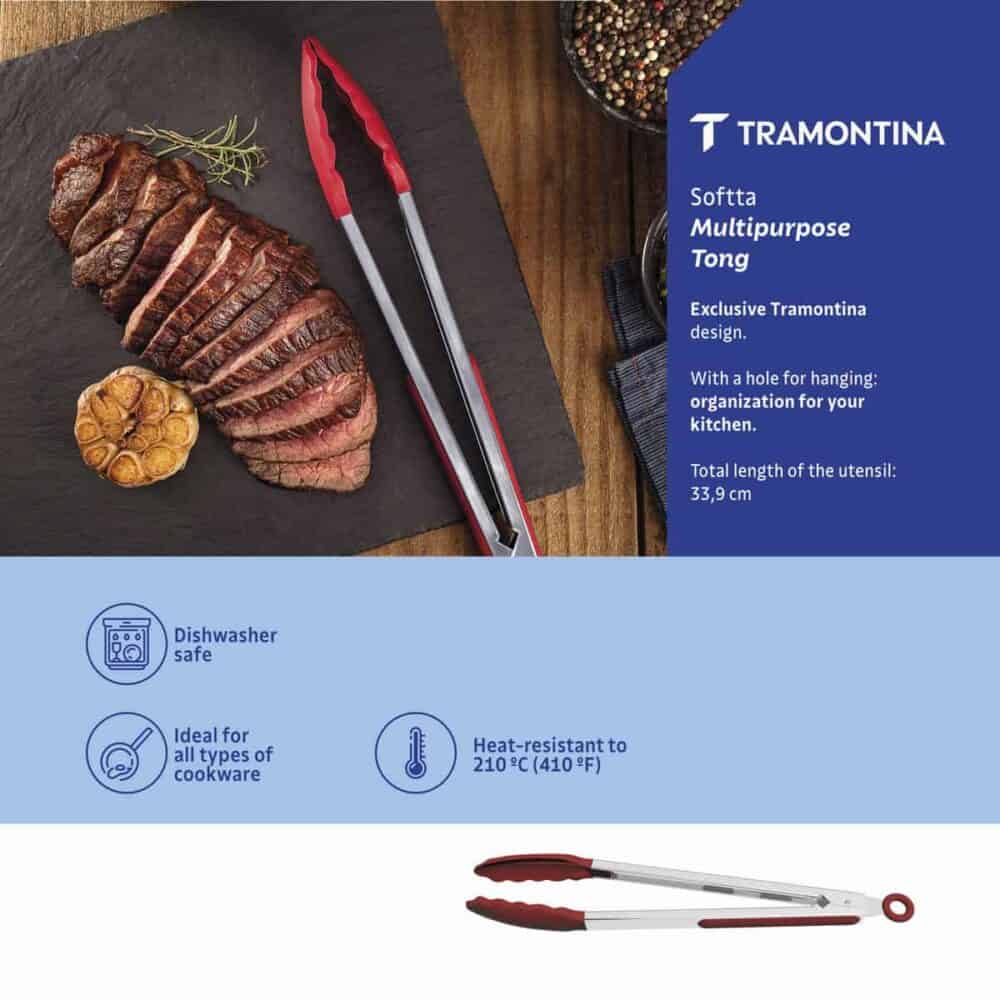 Softta Red Silicone Multipurpose Tongs, 33.9 cm - Image 3