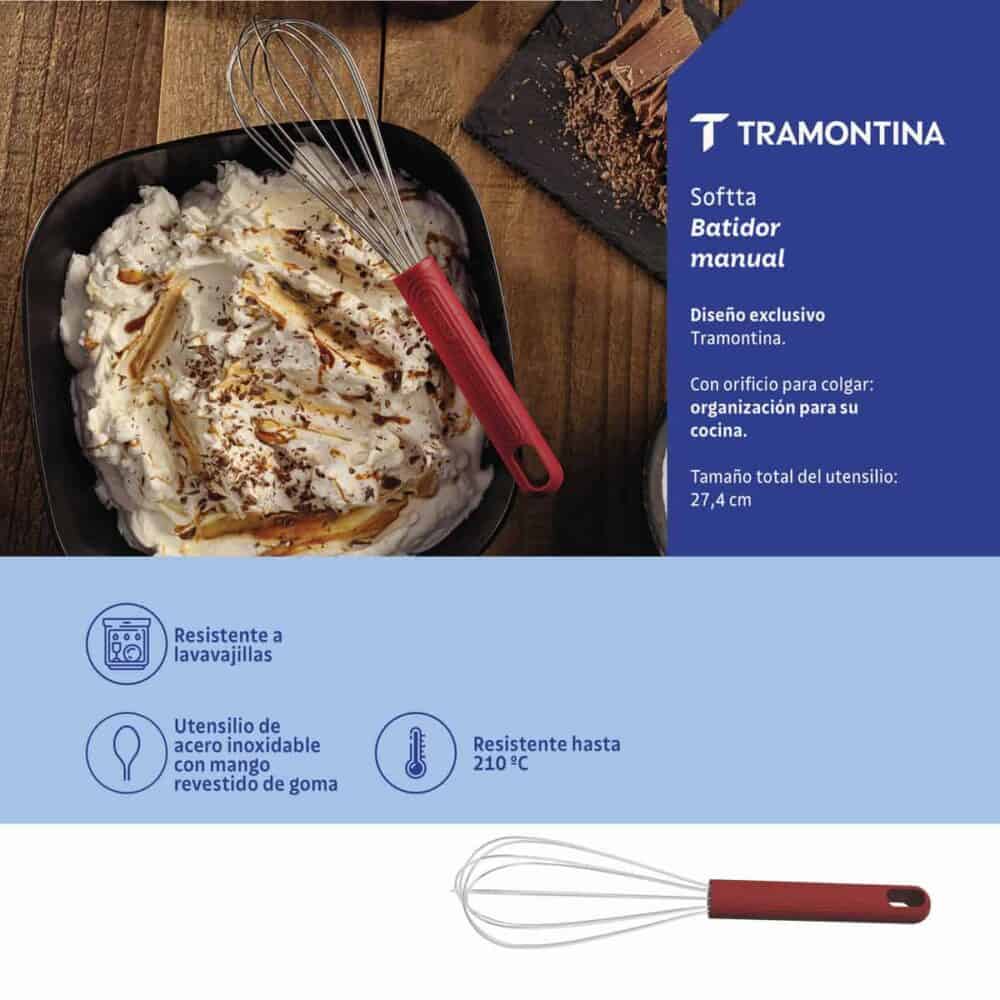 Softta Stainless-Steel Whisk with Red Rubberized Handle - Image 2