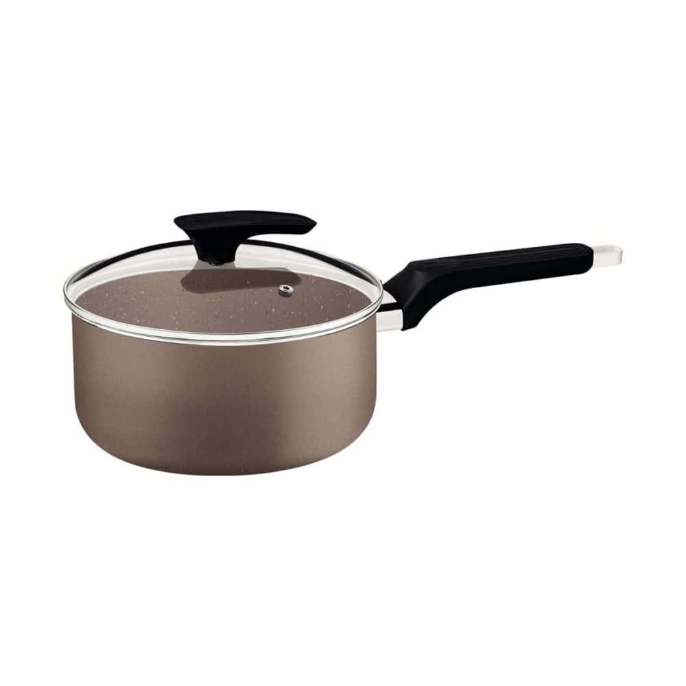 Milazzo 4-Piece Almond Aluminium Cookware Set with Interior and Exterior Starflon Max Nonstick Coating - Image 3