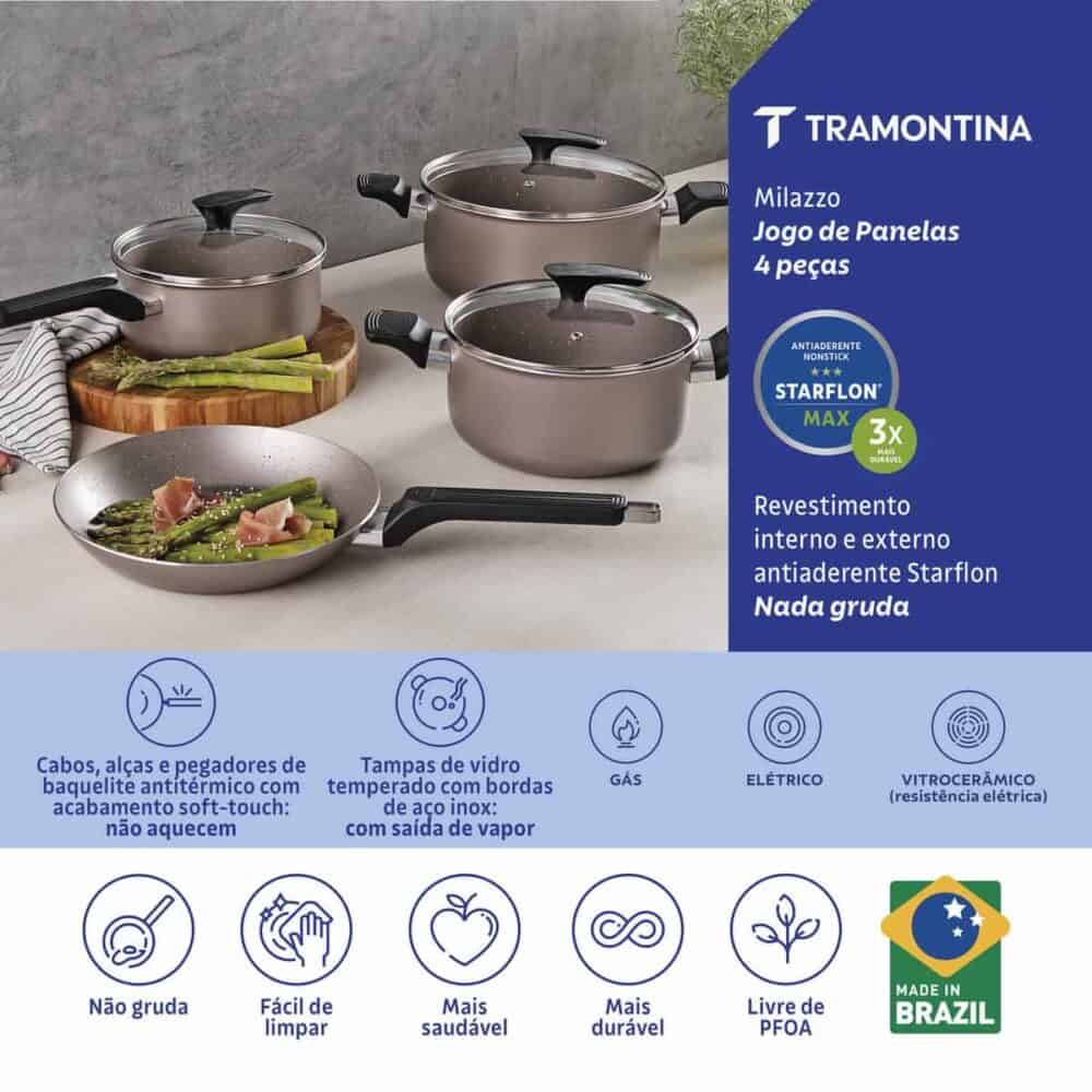 Milazzo 4-Piece Almond Aluminium Cookware Set with Interior and Exterior Starflon Max Nonstick Coating - Image 8