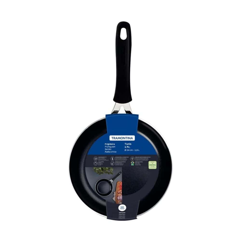 Tunis Aluminium Frying Pan with Ceramic Interior Coating and Silicone Exterior, Mediterranean Blue, 24 cm, 1.6 L - Image 5
