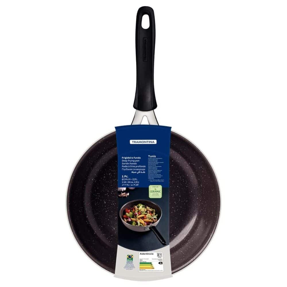 Tunis Aluminium Deep Frying Pan with Interior Ceramic Coating and Truffle Pink Silicone Exterior, 24 cm, 2.9 L - Image 4