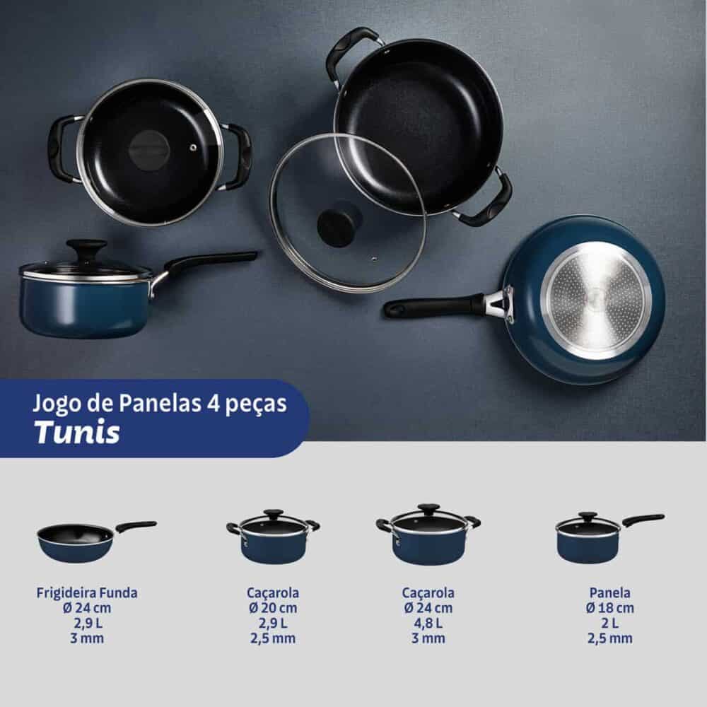 Tunis Cookware Set in Aluminium with Ceramic Interior Coating and Silicone Exterior, Mediterranean Blue, 4 Pieces - Image 3