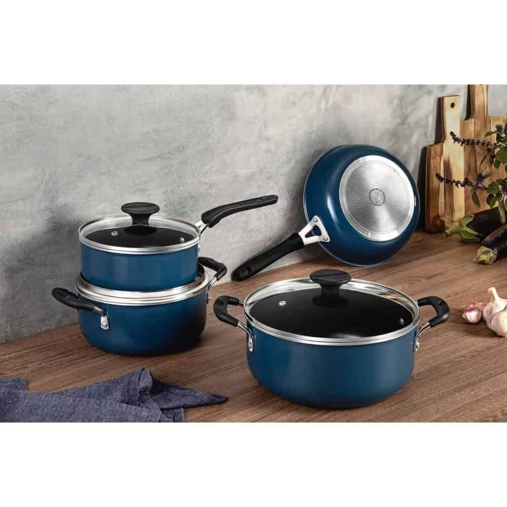 Tunis Cookware Set in Aluminium with Ceramic Interior Coating and Silicone Exterior, Mediterranean Blue, 4 Pieces - Image 4