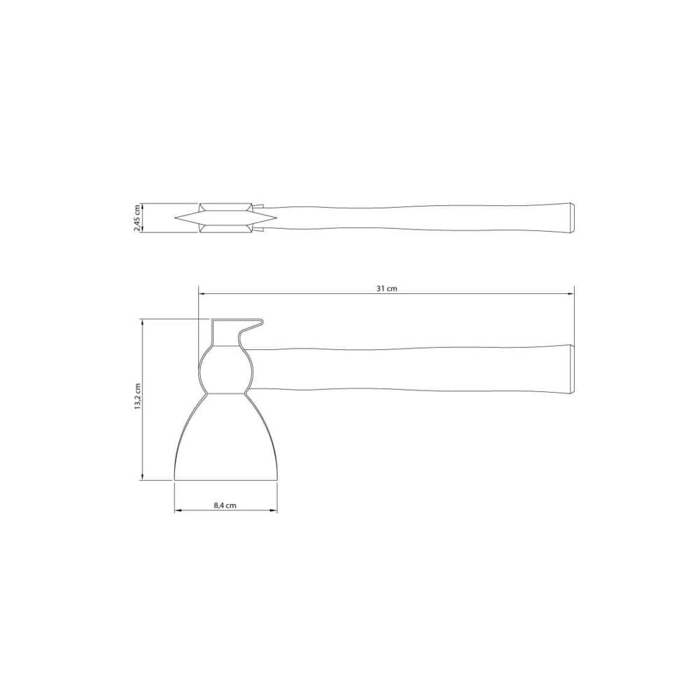 Hardwood Handle 450g Shot Blasted Claw Hatchet - Image 2