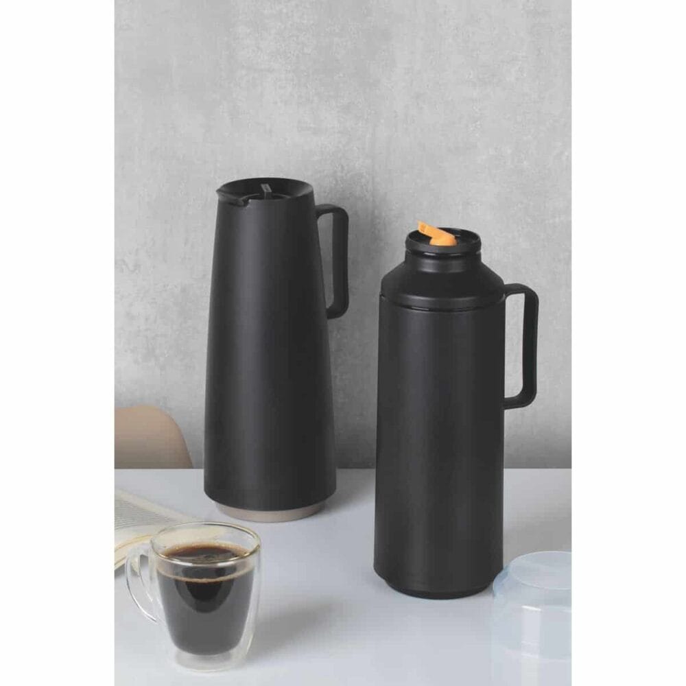 Exata Black Polypropylene Thermal Flask with 1 L Glass Liner - Image 10