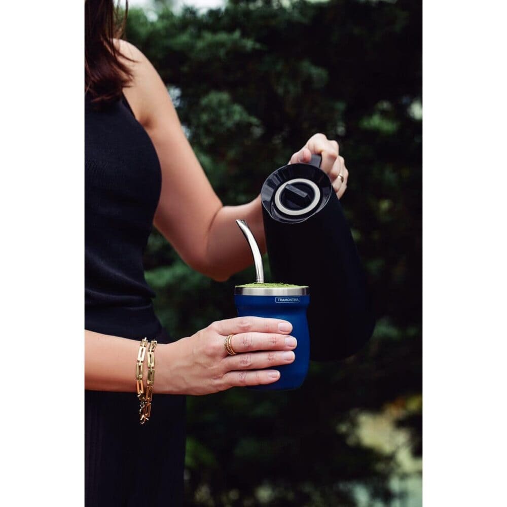 Exata Black Polypropylene Thermal Flask with 1 L Glass Liner - Image 16