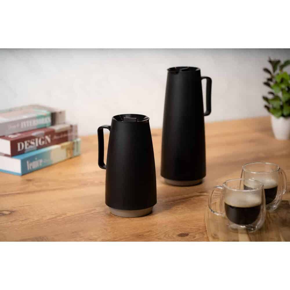 Exata Black Polypropylene Thermal Flask with 1 L Glass Liner - Image 17