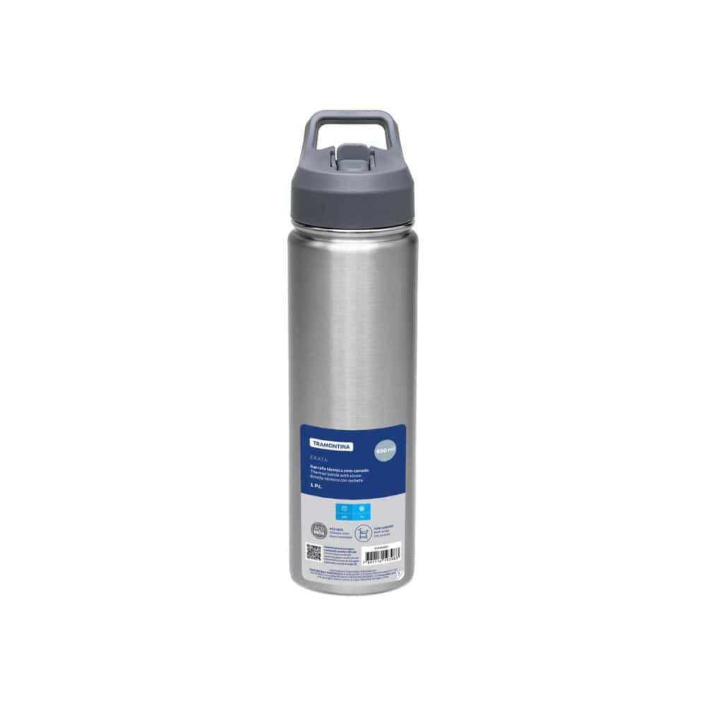 Tramontina 650 ml Stainless Steel Thermal Bottle with Straw - Image 18