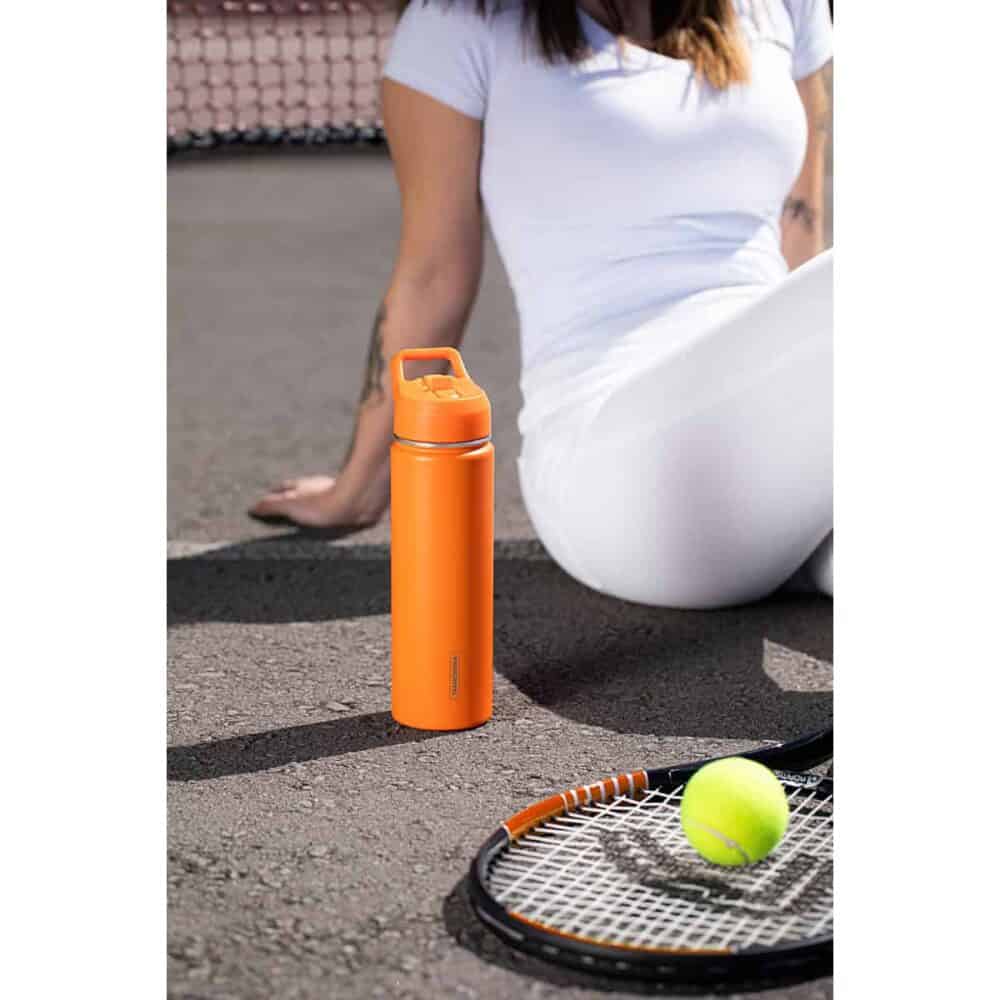 Tramontina Orange Lined Steel Thermos with Straw, 650 ml - Image 9