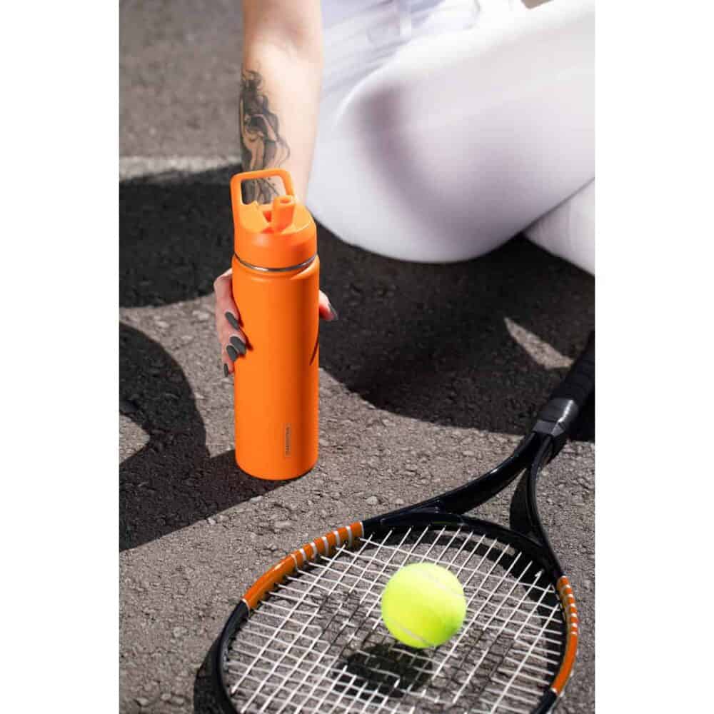 Tramontina Orange Lined Steel Thermos with Straw, 650 ml - Image 12