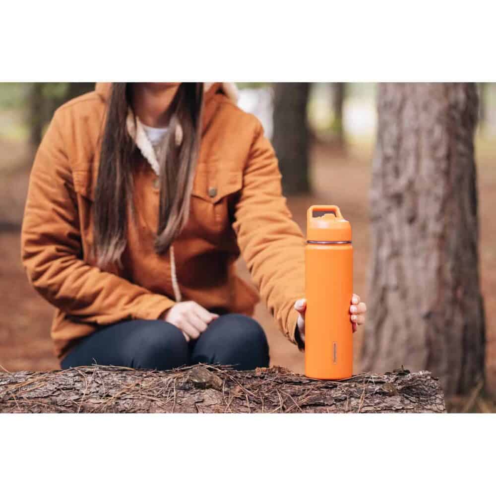 Tramontina Orange Lined Steel Thermos with Straw, 650 ml - Image 13