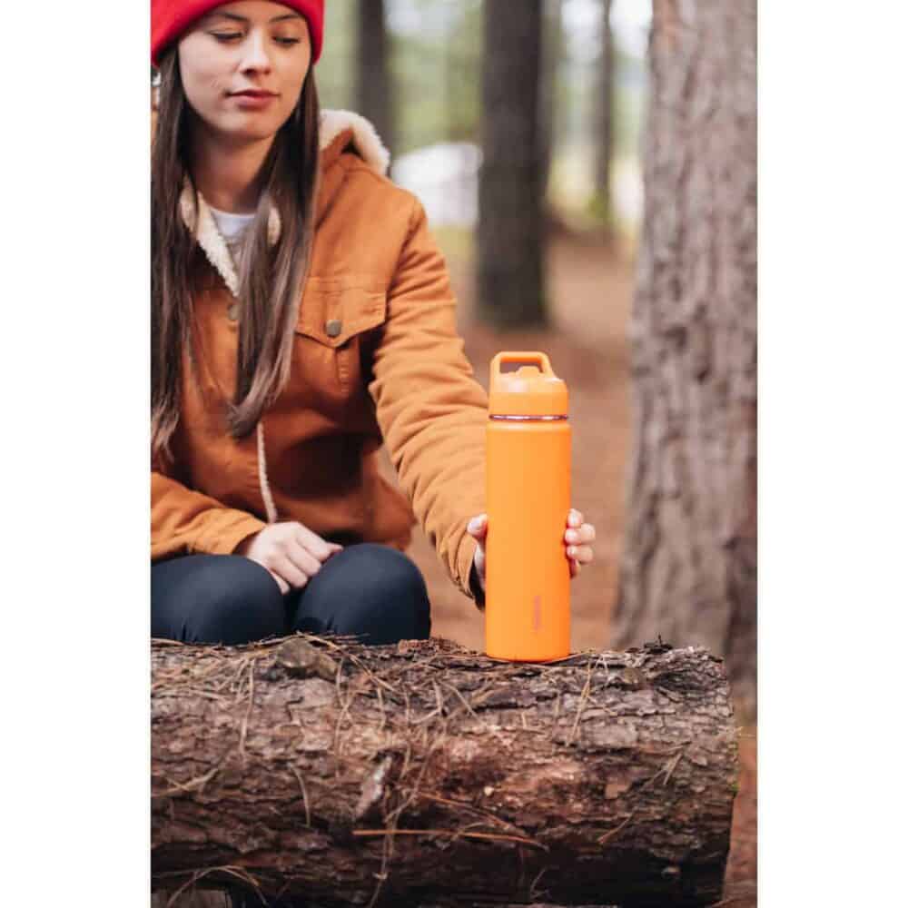 Tramontina Orange Lined Steel Thermos with Straw, 650 ml - Image 14