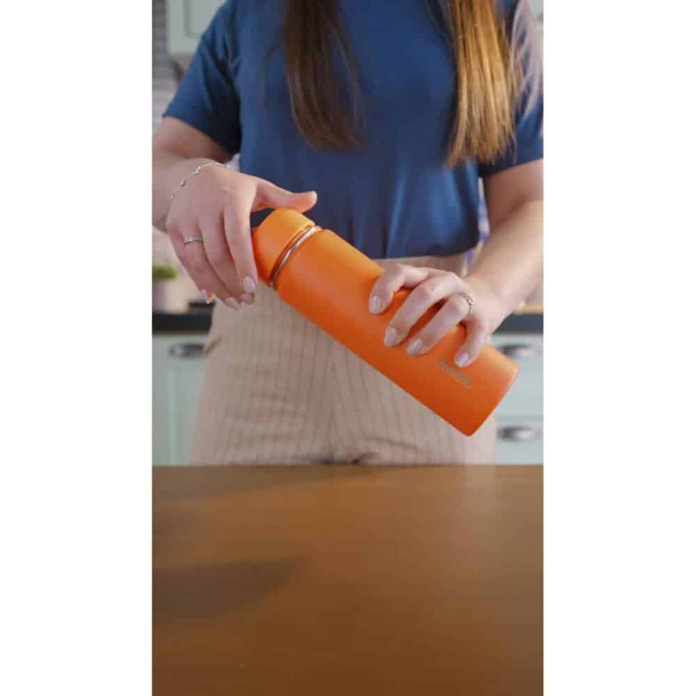Tramontina Orange Lined Steel Thermos with Straw, 650 ml - Image 15