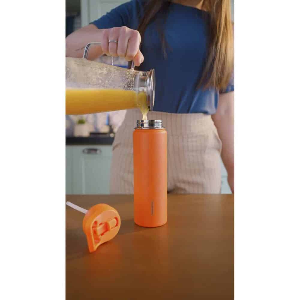 Tramontina Orange Lined Steel Thermos with Straw, 650 ml - Image 16