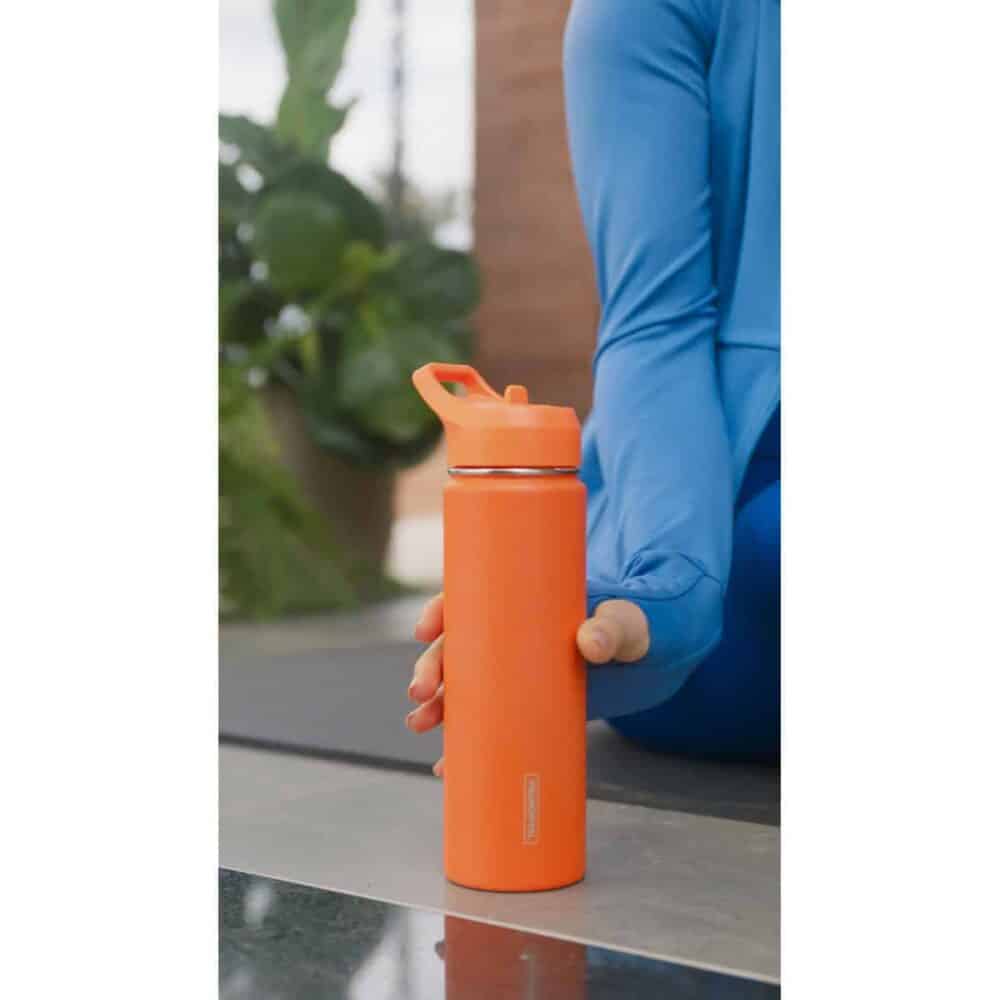 Tramontina Orange Lined Steel Thermos with Straw, 650 ml - Image 17