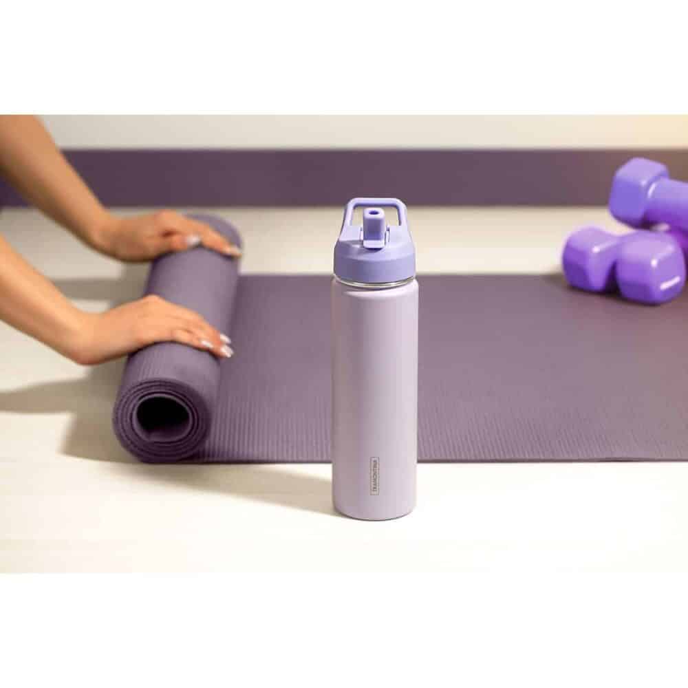 Tramontina Purple Lined Steel Thermos with Straw, 650 ml - Image 11