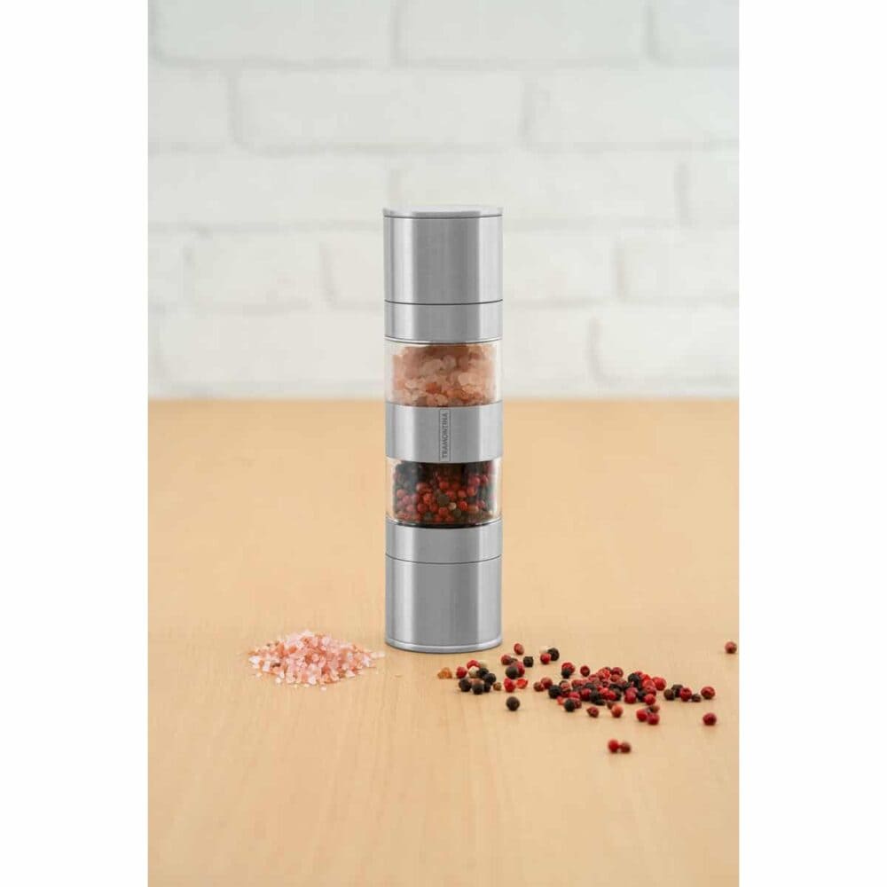 Realce stainless steel and acrylic dual salt and pepper grinder with ceramic mill - Image 9