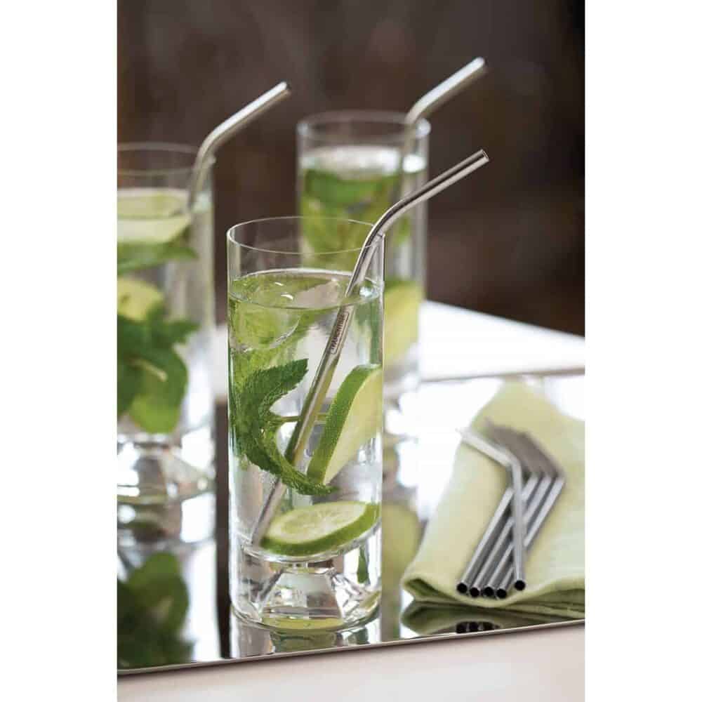 Tramontina stainless steel drinking straw set with cleaning brush, 5 pc set - Image 2