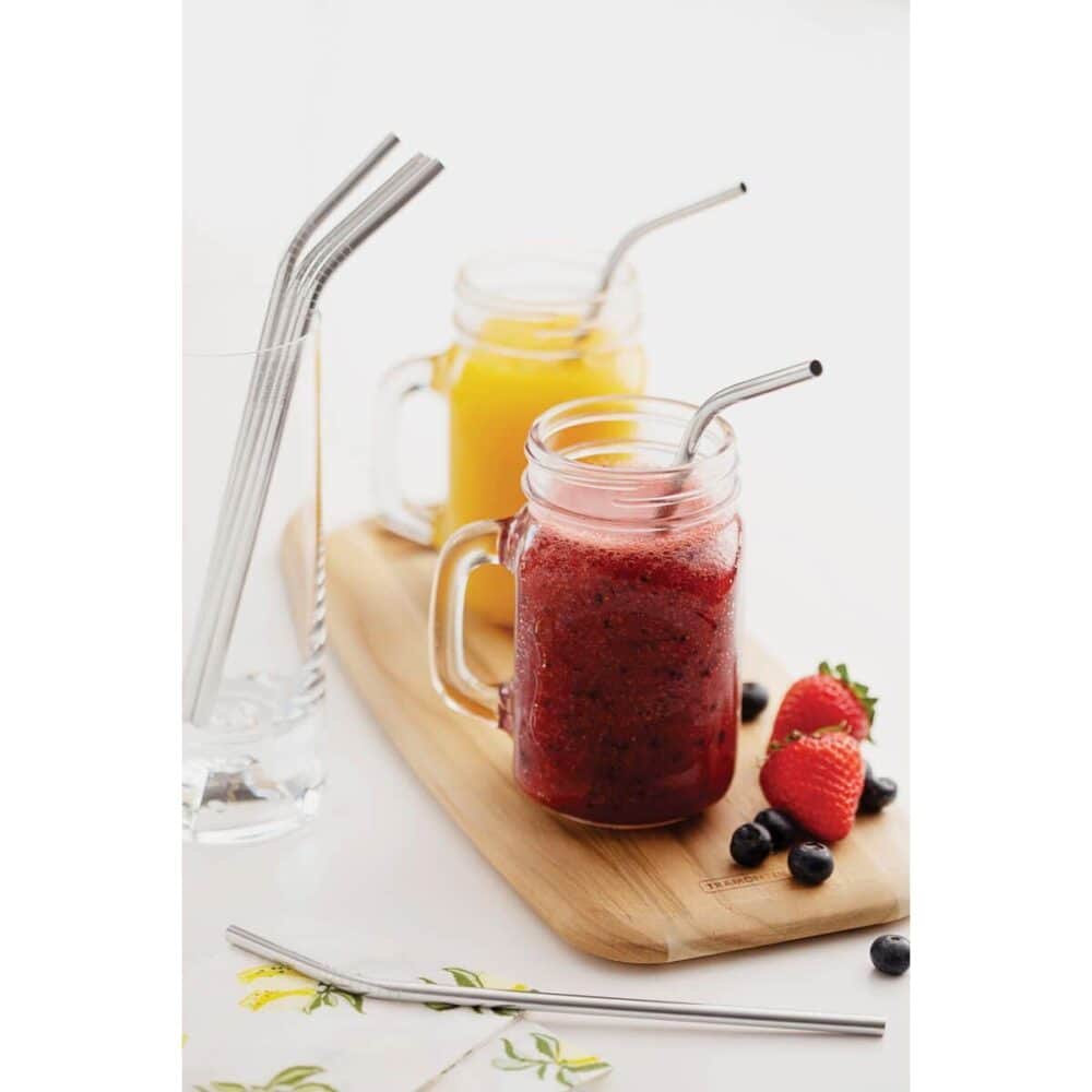 Tramontina stainless steel drinking straw set with cleaning brush, 5 pc set - Image 3