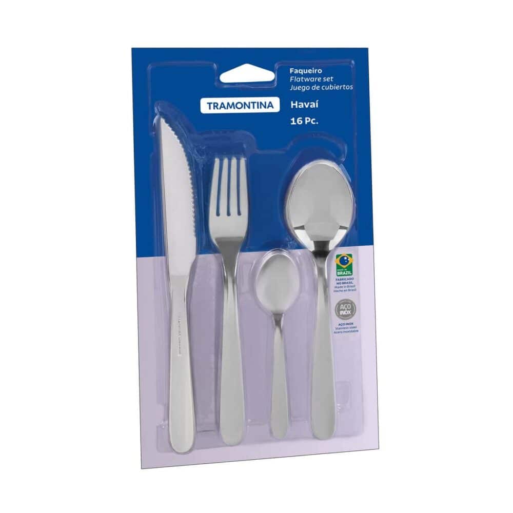 Havaí stainless steel flatware set with steak knives, mirror finish 16 pc set - Image 4
