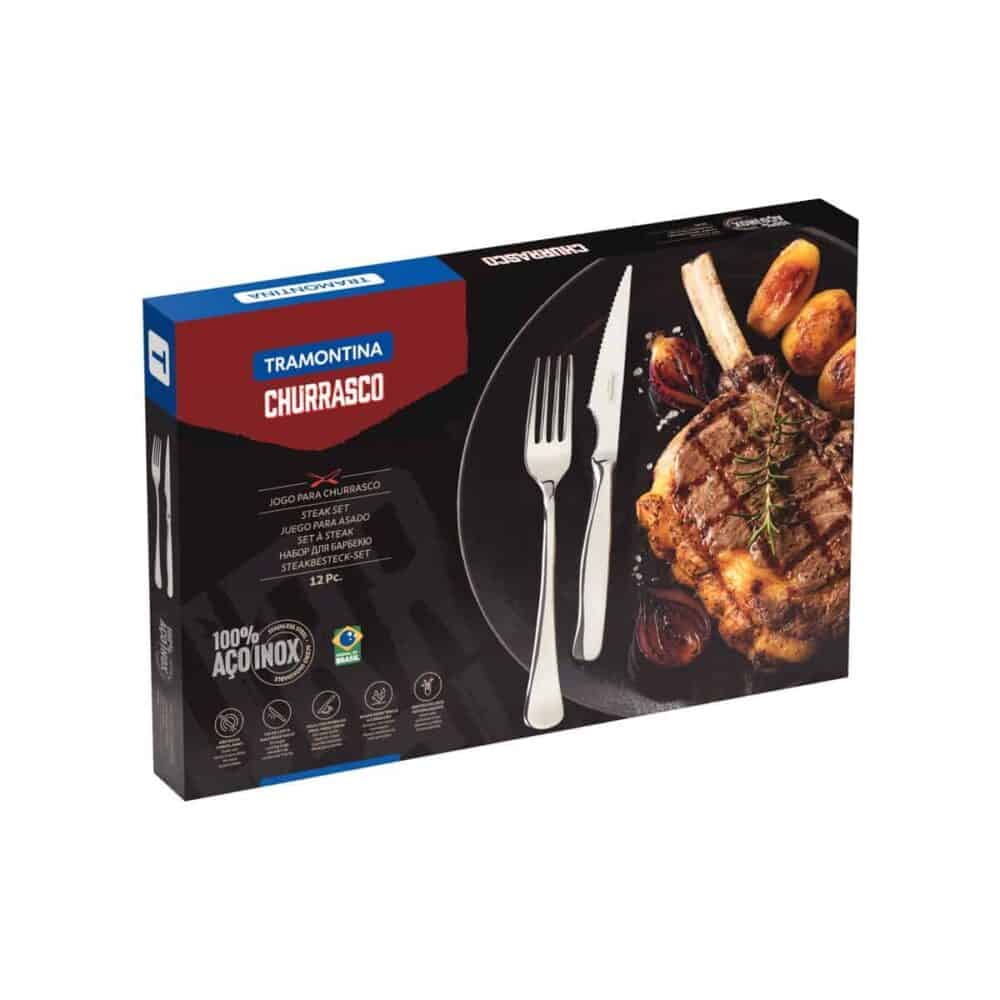 Zurique stainless steel barbecue set with knives with serrated edges and mirror finish, 12 pc set - Image 6