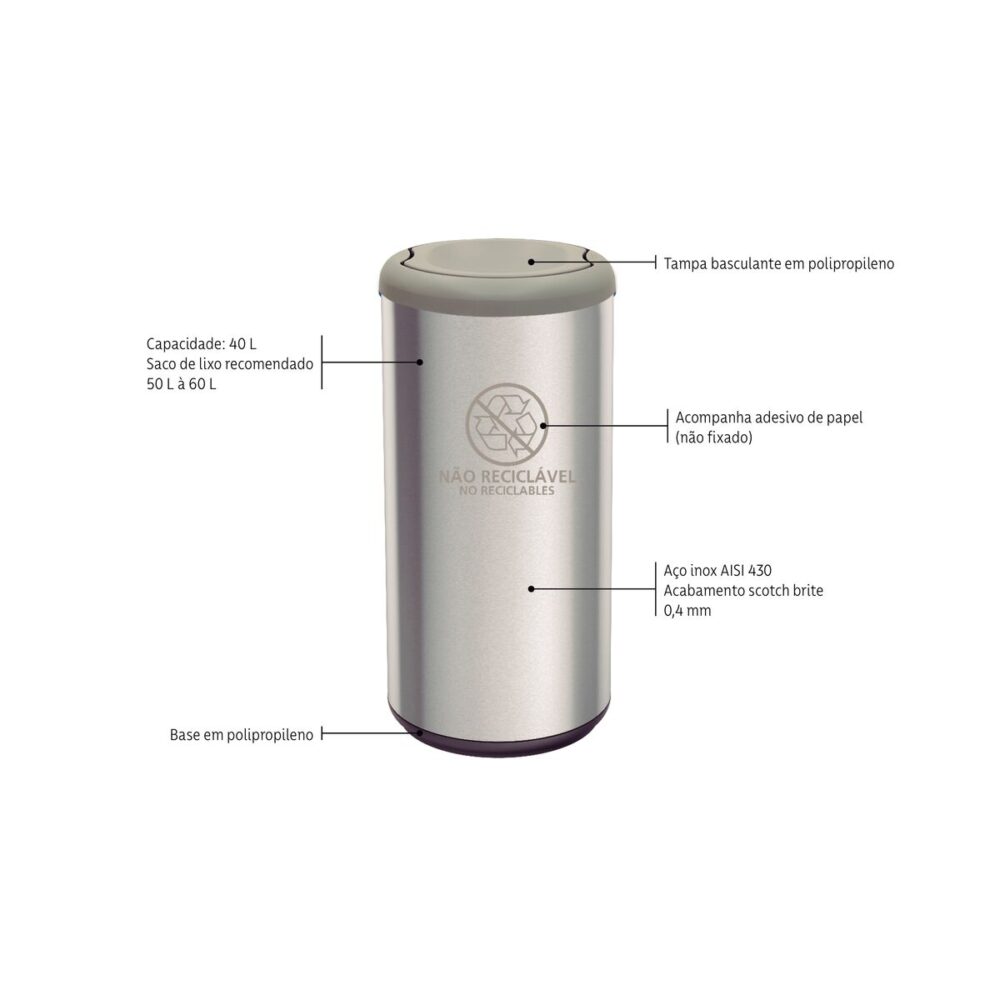 Stainless Steel Bin 40L Scotch Brite finish - Image 3