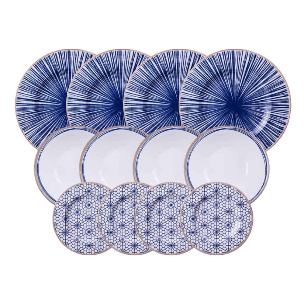12-Piece Abstratta Decorated Porcelain Plate Set with Bowl - Image 2