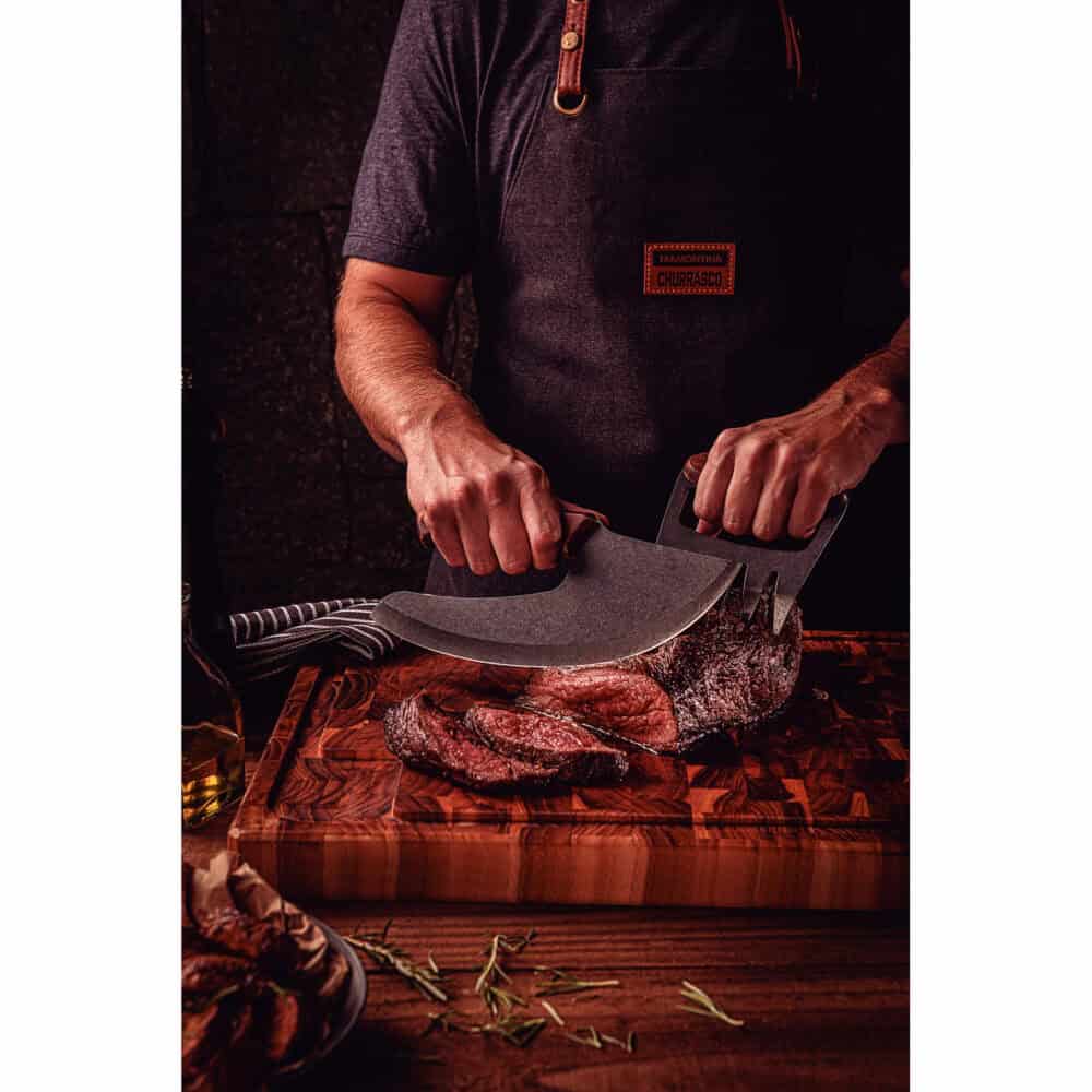 Churrasco Black Multipurpose Cleaver with Stainless-Steel Blade and 10"(25cm) Wood Handle - Image 6