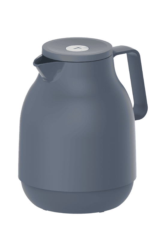 Exata Blue Plastic Thermal Carafe, 1 L, with Stopper Lid and Push Button