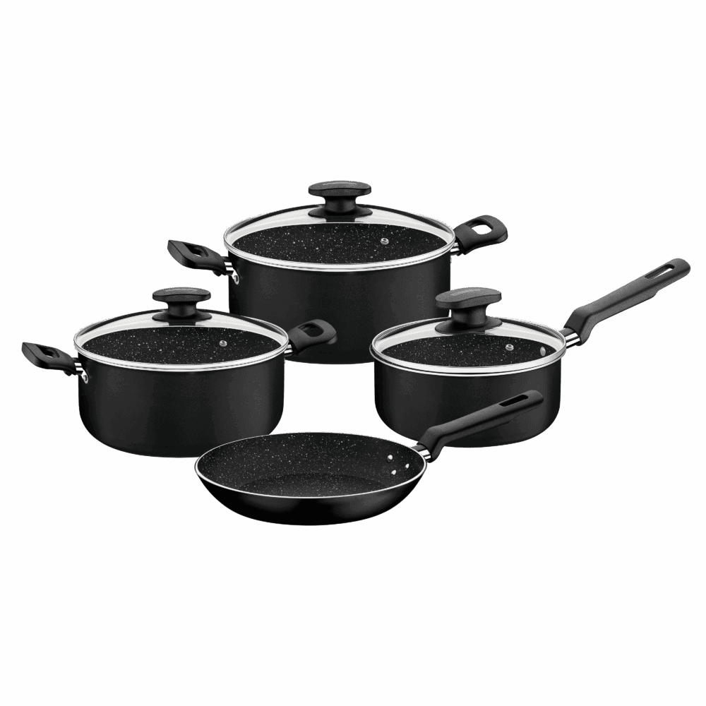 Aluminium Cookware Set with Interior and Exterior Starflon Excellent Nonstick Coating 7 pieces