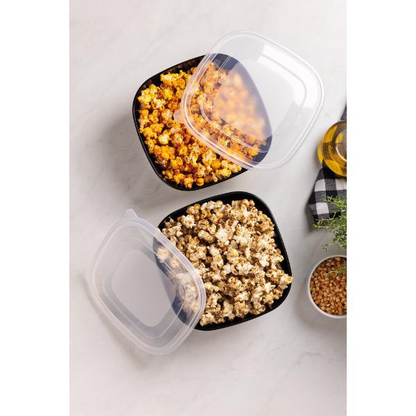 2-Piece Black Polypropylene Containers with Transparent Lid - 2L - Image 2