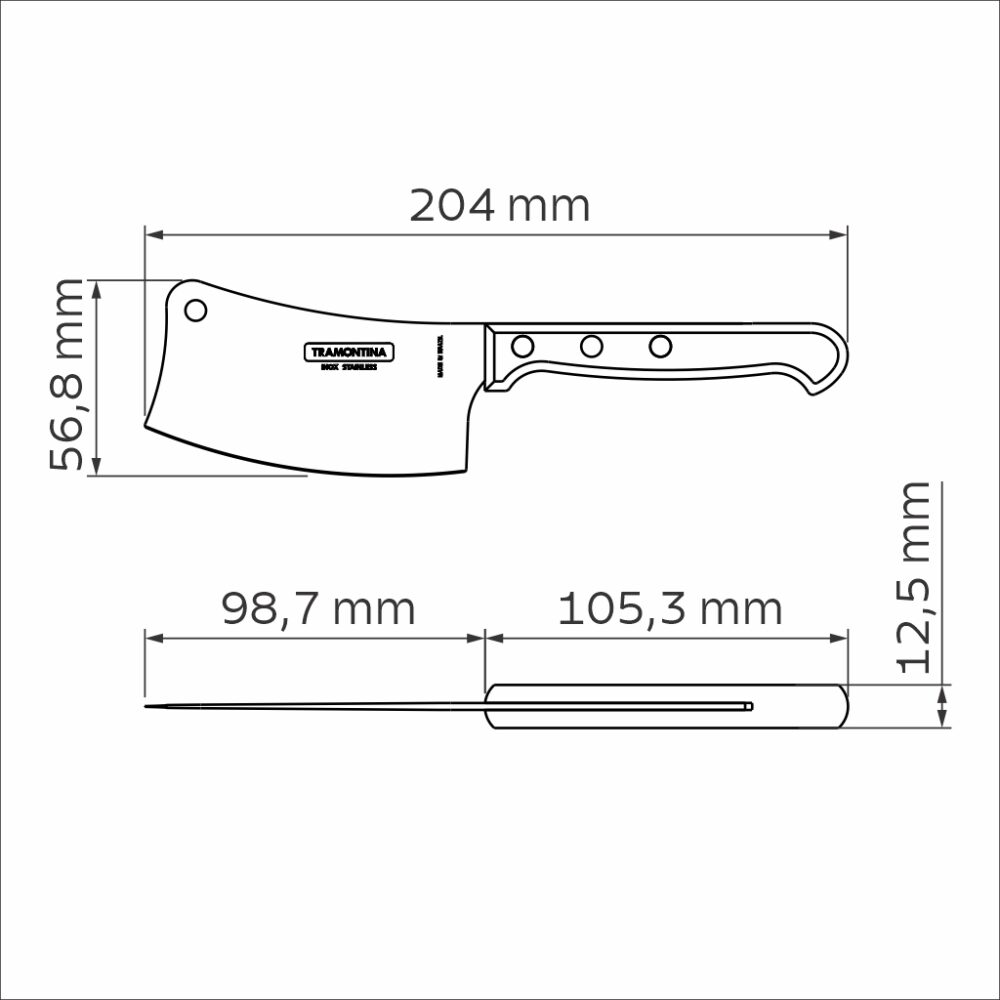 4" (10cm) Cleaver Steak Knife, Brown - Image 3
