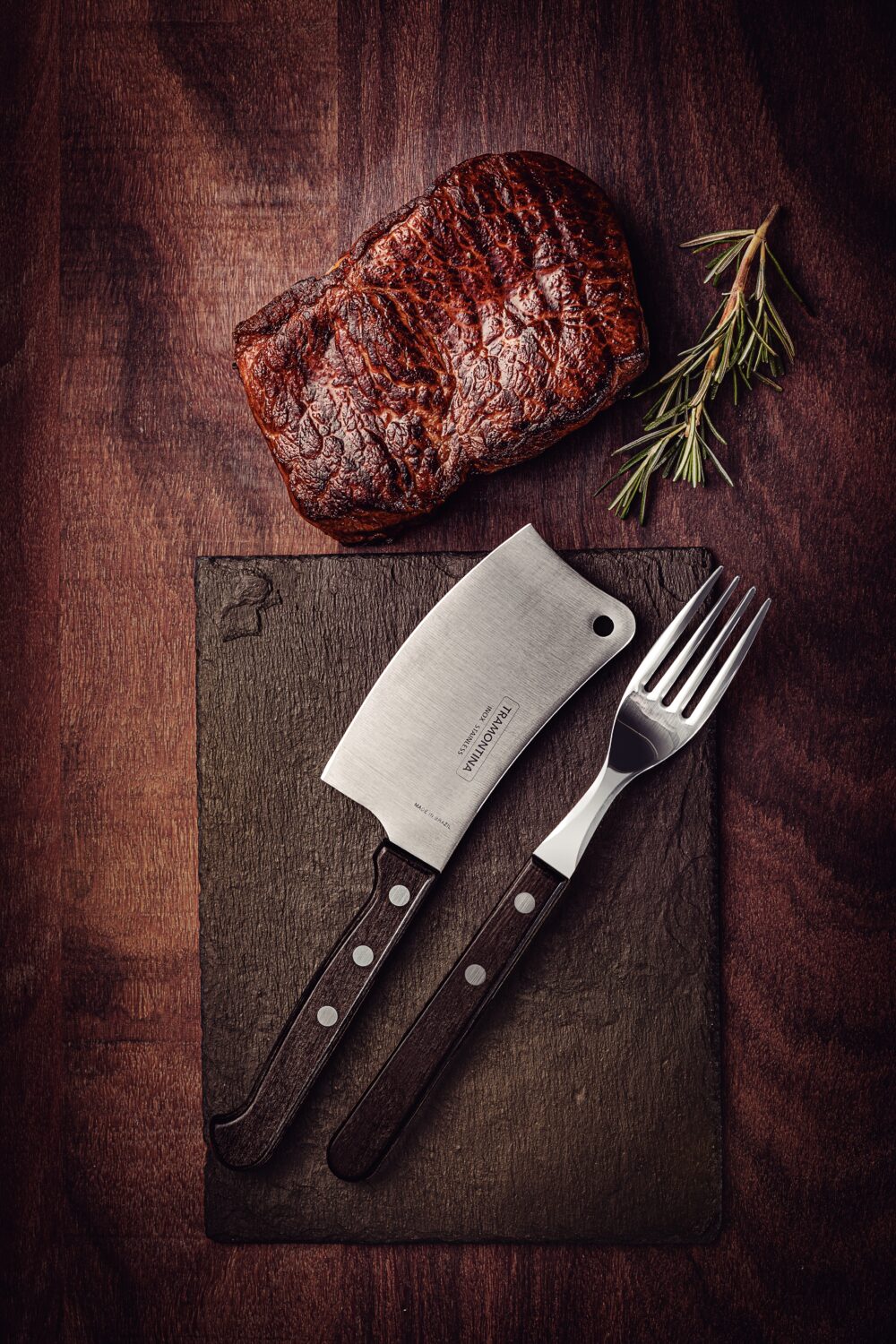 4" (10cm) Cleaver Steak Knife, Brown - Image 4