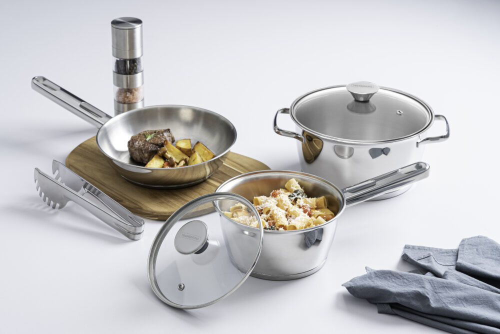 Allegra stainless steel cookware set with tri-ply base, 5pc set - Image 3